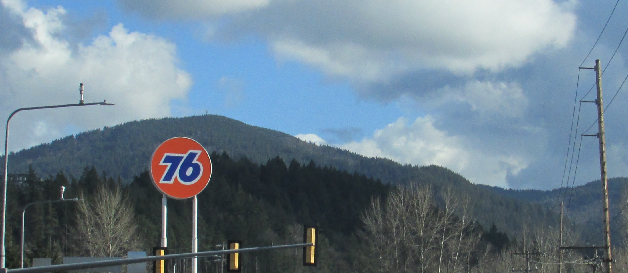 Forested slopes of Tiger Mountain rising above Issaquah, part of the Issaquah Alps.
